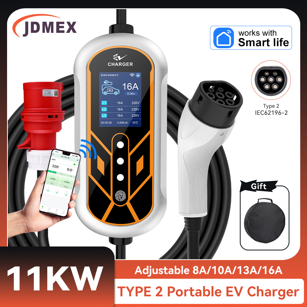Type 2 Portable Ev Charger 11Kw Cee - JDMEX 11KW Type2 EV chargeur Portable