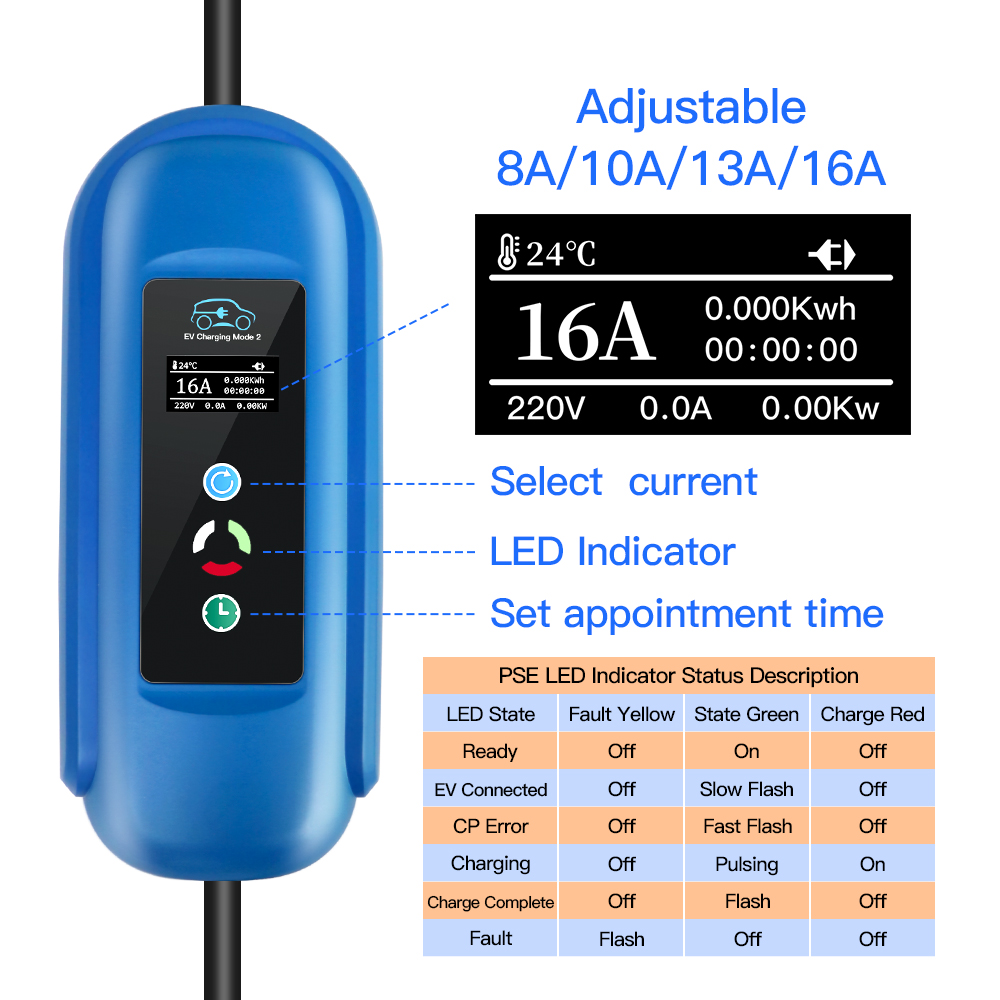 Kolanky-Chargeur EV 16A 11kW T - Type 2 Portable Ev Charger 11Kw Cee avis et prix