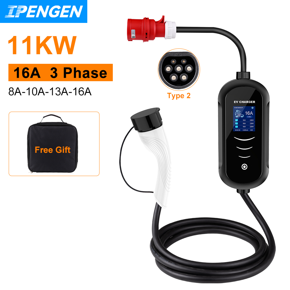 IPENGEN 11KW 16A 3 Phase EV Ch - Type 2 Portable Ev Charger 11Kw Cee avis et prix