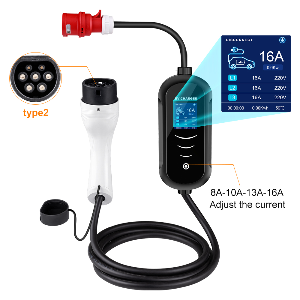 IPENGEN 11KW 16A 3 Phase EV Ch - Type 2 Portable Ev Charger 11Kw Cee avis et prix